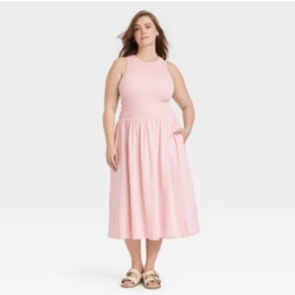 Universal Thread Dresses & Skirts - Universal Thread Pink Jersey Knit Smocked Midi Dress Size 2X NWOT